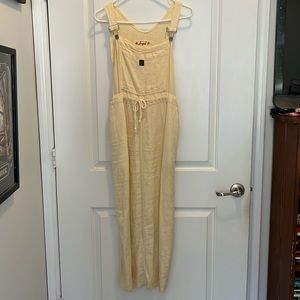 Yellow linen overall dress